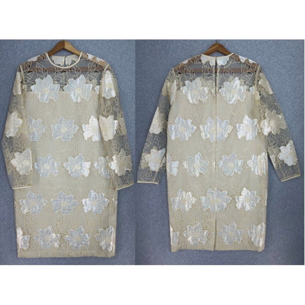 Anne Crimmins For Umi Collections Dress Size 12 Ivory Floral Embroidered Lace‎